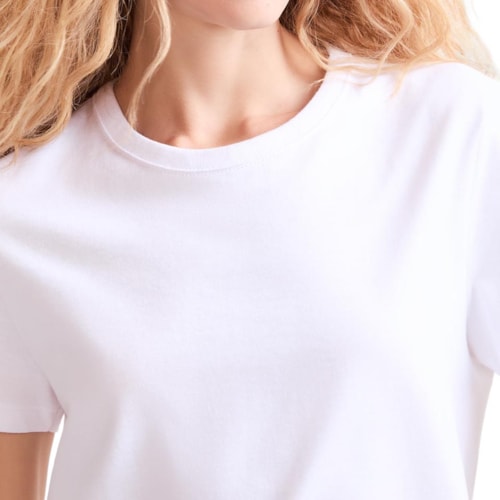 Detalhe - Blusa Hering Feminina Básica Brasil 4Hfp Branco