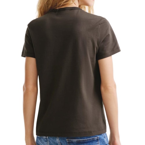 Detalhe - Blusa Hering Feminina Básica Brasil 4Hfp Marrom