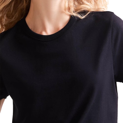 Detalhe - Blusa Hering Feminina Básica Brasil 4Hfp Preto
