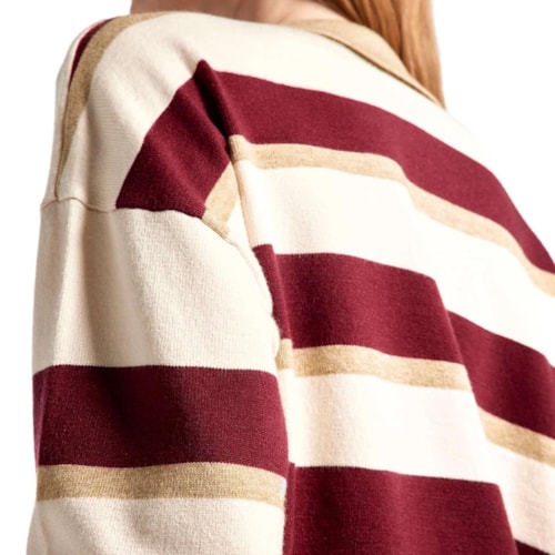 Detalhe - Blusa Hering Feminina Em Tricô Fio Tinto K6p0 Bege/Bordo