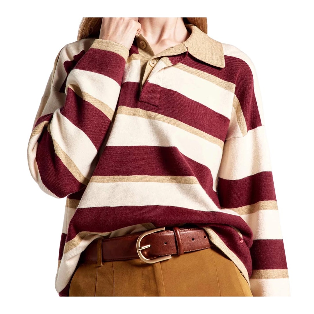 Blusa Hering Feminina Em Tricô Fio Tinto K6p0 Bege/Bordo Blusa Hering Feminina Em Tricô Fio Tinto K6p0 Bege/Bordo