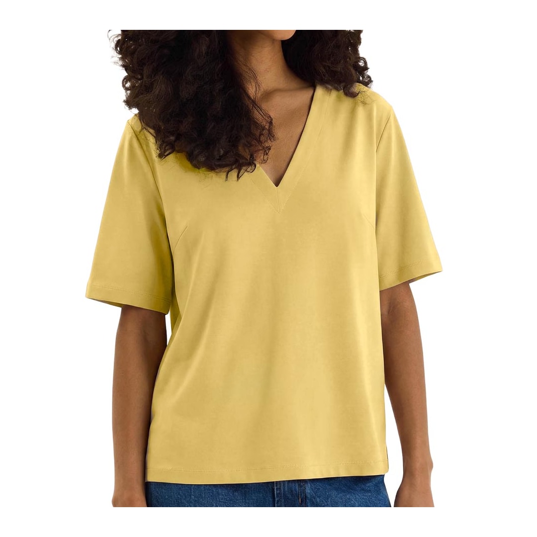 Blusa Hering Feminina Manga Curta Decote V K61E Amarelo