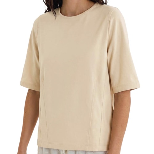 Blusa Hering Feminina Meia Manga Peach Touch K6n5 Creme