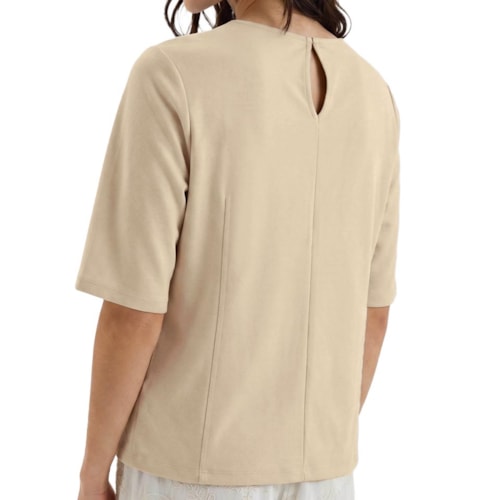 Detalhe - Blusa Hering Feminina Meia Manga Peach Touch K6n5 Creme