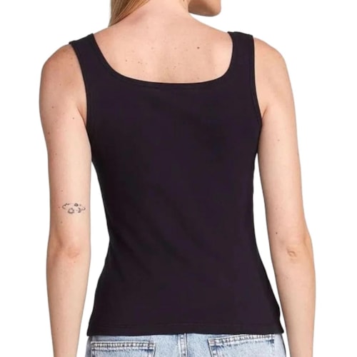 Detalhe - Blusa Hering Feminina Sem Manga 4Ad3 Preto