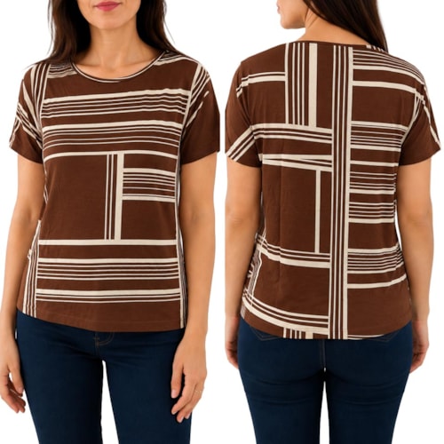 Blusa Hering Malha Meia Manga 4Djt Marrom Cafe