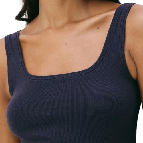 Detalhe - Blusa Hering Malha Sem Manga 4Alf Azul Marinho