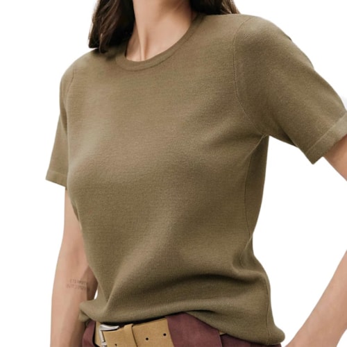 Blusa Hering Manga Curta Em Tricô K6cd Kaki