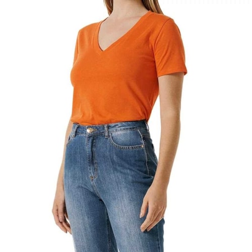 Detalhe - Blusa Hering Meia Manga 02Tq Laranja