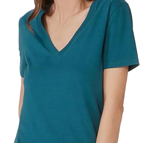Detalhe - Blusa Hering Meia Manga 4Ez9 Verde Eucalipto