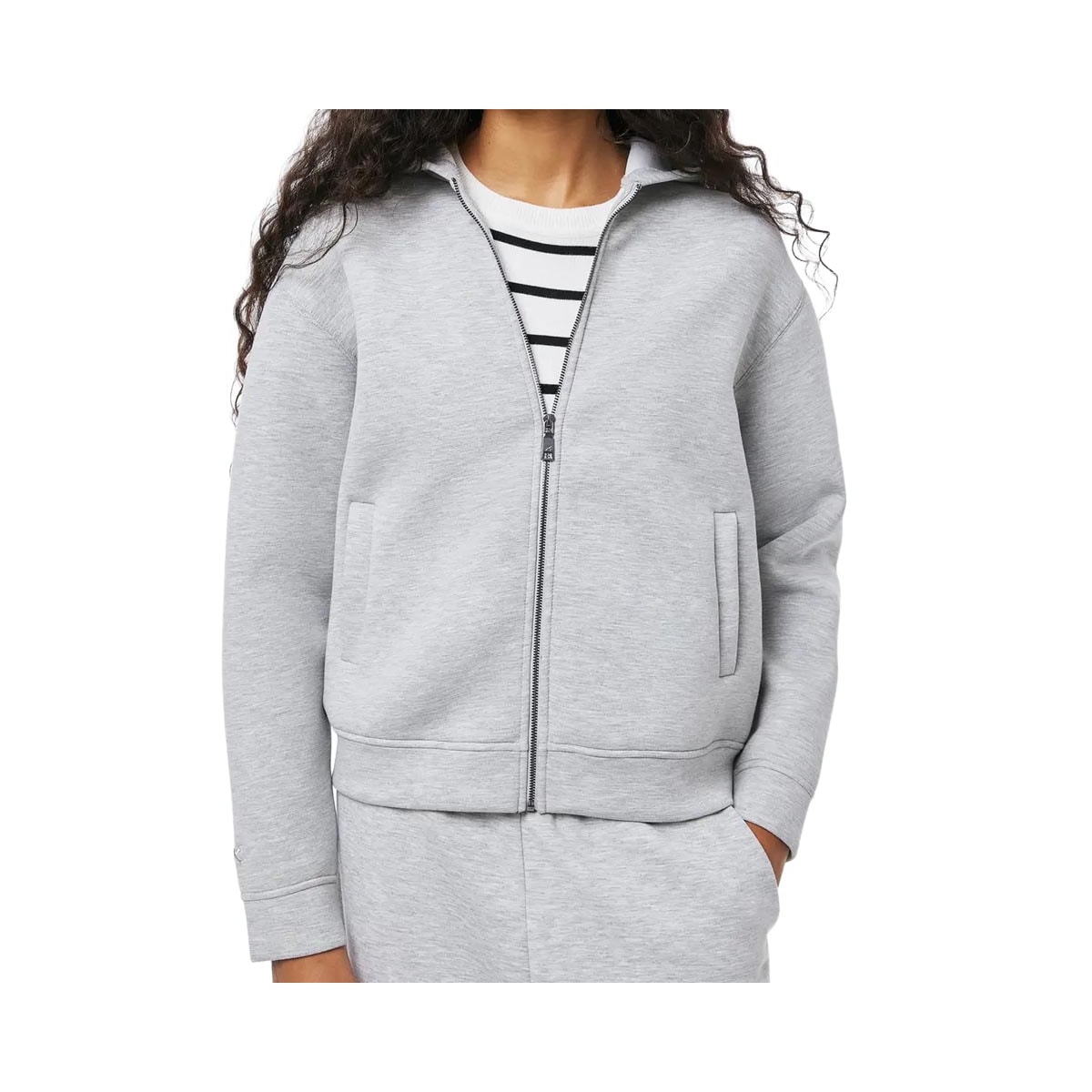 Blusa Hering Moletom Feminina Aberta Capuz K6q5 Mescla Cinza