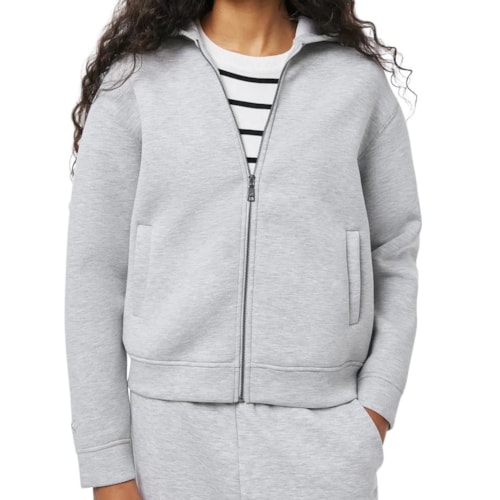 Blusa Hering Moletom Feminina Aberta Capuz K6q5 Mescla Cinza