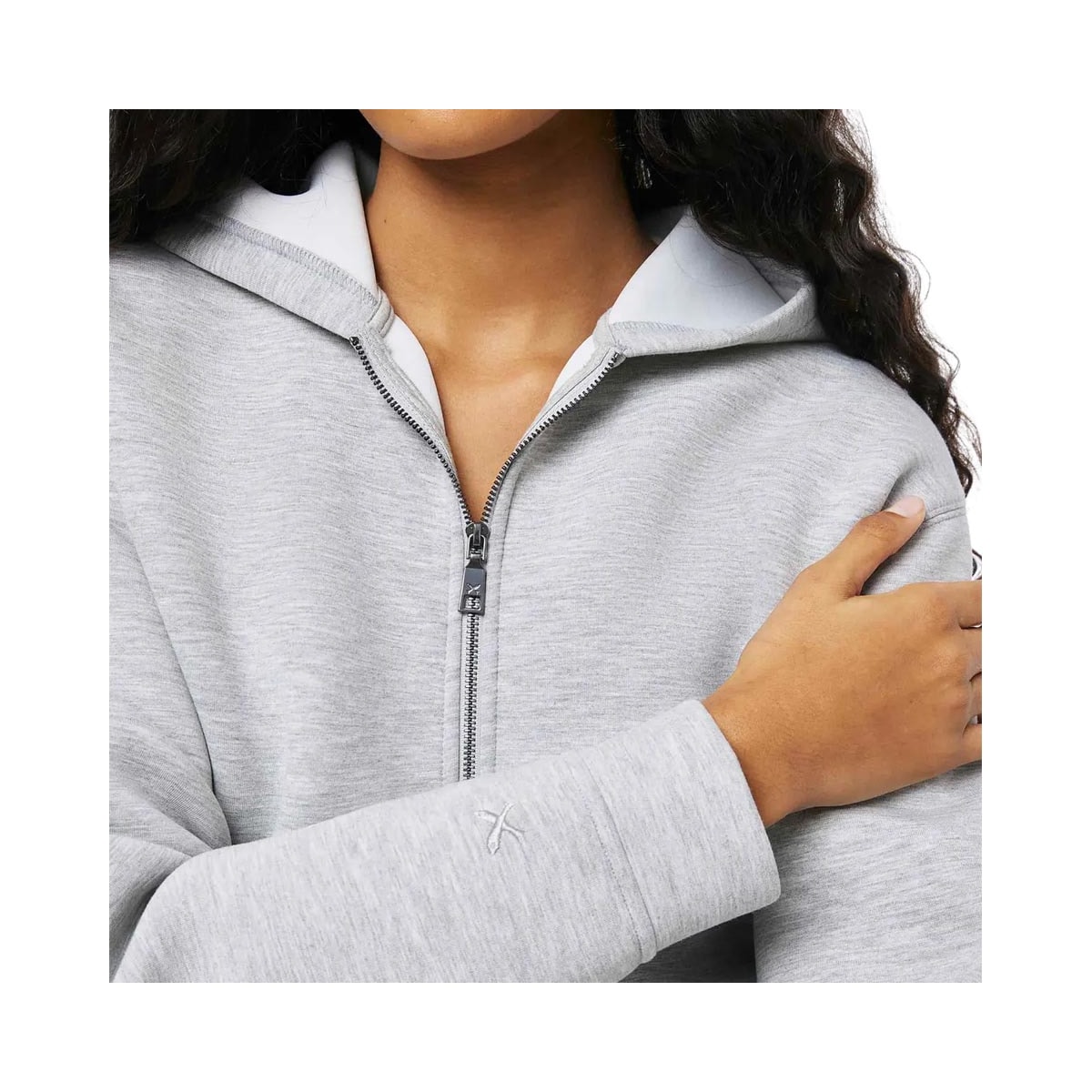 Blusa Hering Moletom Feminina Aberta Capuz K6q5 Mescla Cinza