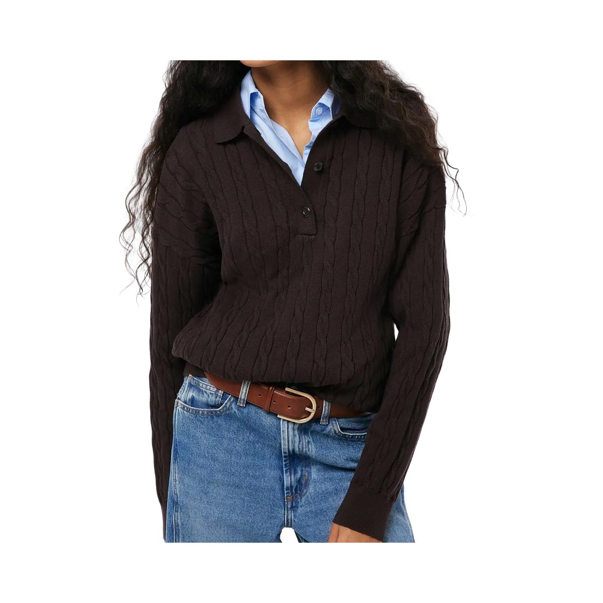 Blusa Hering Polo Em Tricô Feminina K6q3 Coffee