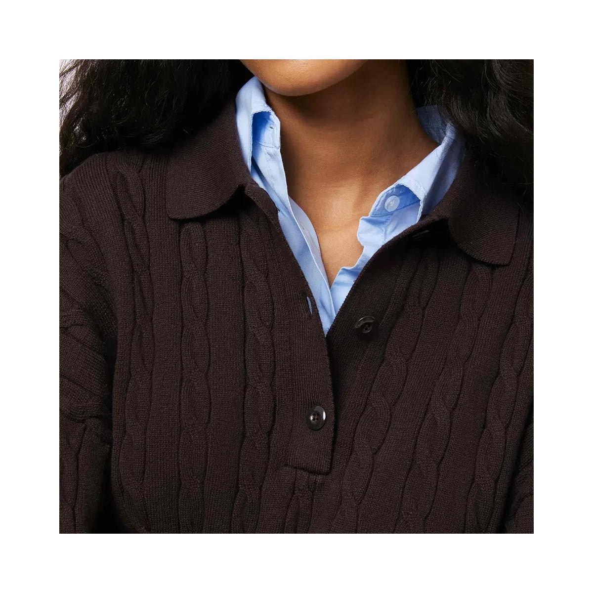 Blusa Hering Polo Em Tricô Feminina K6q3 Coffee