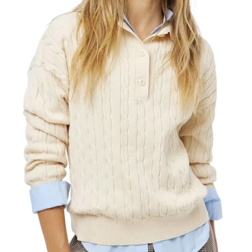 Blusa Hering Polo Em Tricô Feminina K6q3 Creme