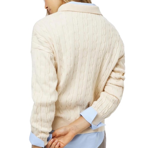 Detalhe - Blusa Hering Polo Em Tricô Feminina K6q3 Creme