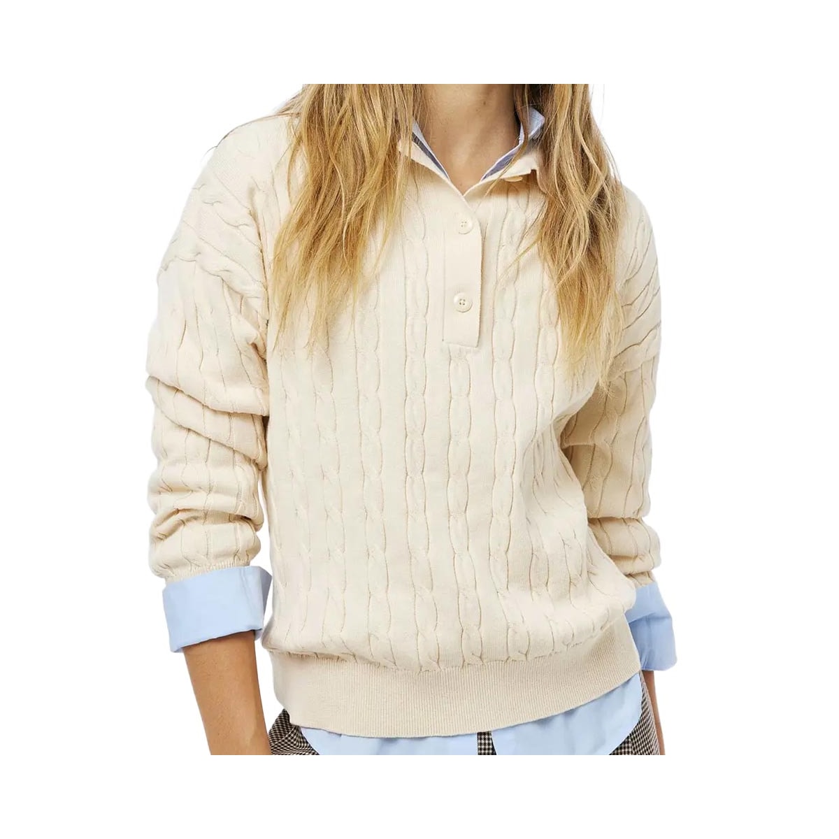 Blusa Hering Polo Em Tricô Feminina K6q3 Creme Blusa Hering Polo Em Tricô Feminina K6q3 Creme