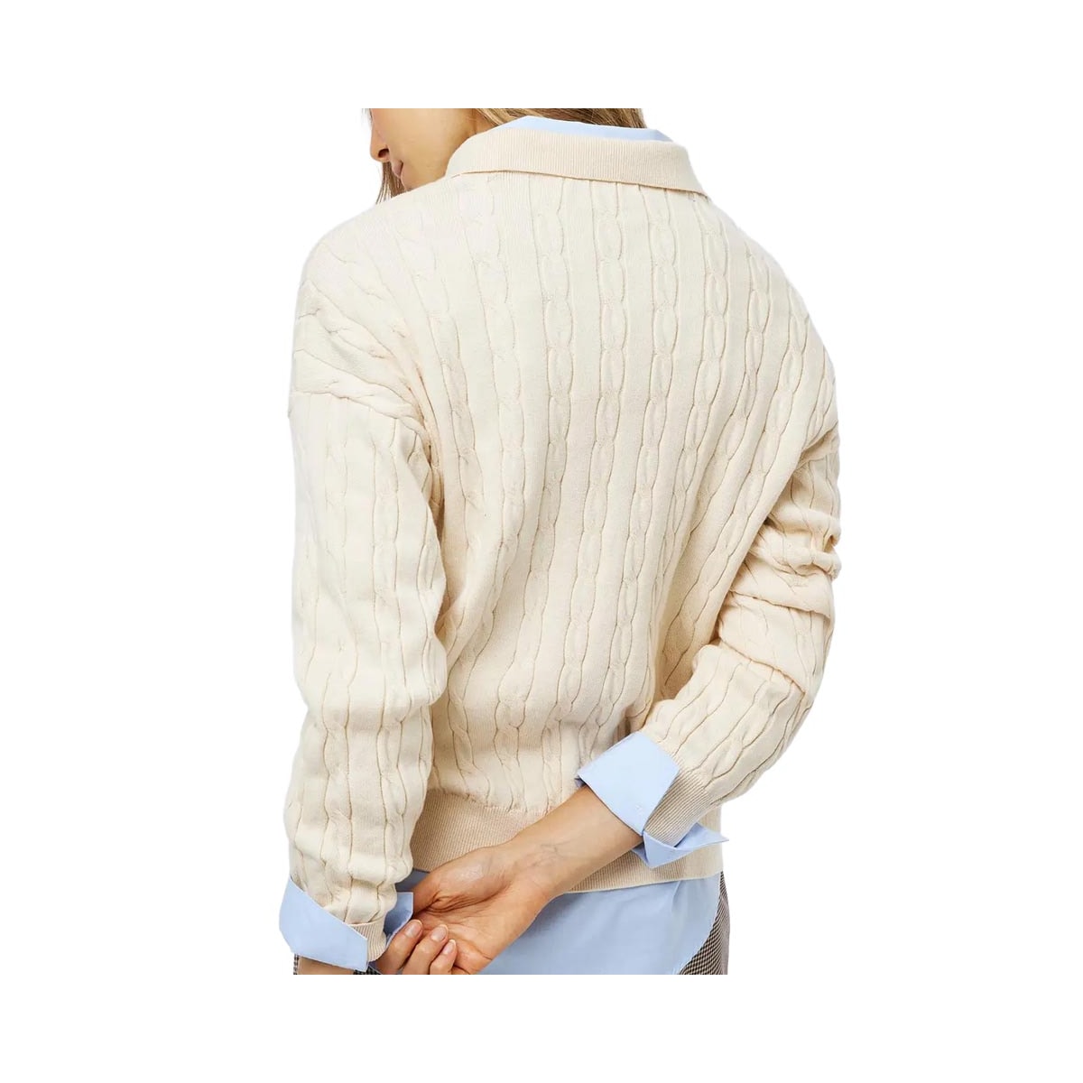 Blusa Hering Polo Em Tricô Feminina K6q3 Creme Blusa Hering Polo Em Tricô Feminina K6q3 Creme