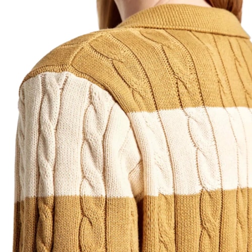 Detalhe - Blusa Hering Polo Em Tricô Fio Tinto K6lz Ocre