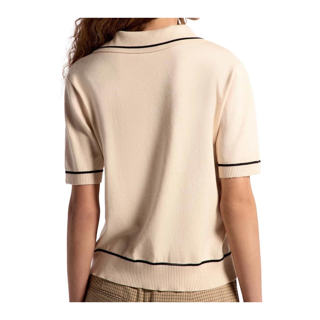 Blusa Hering Polo Em Tricô Leve Feminina K6ny Bege