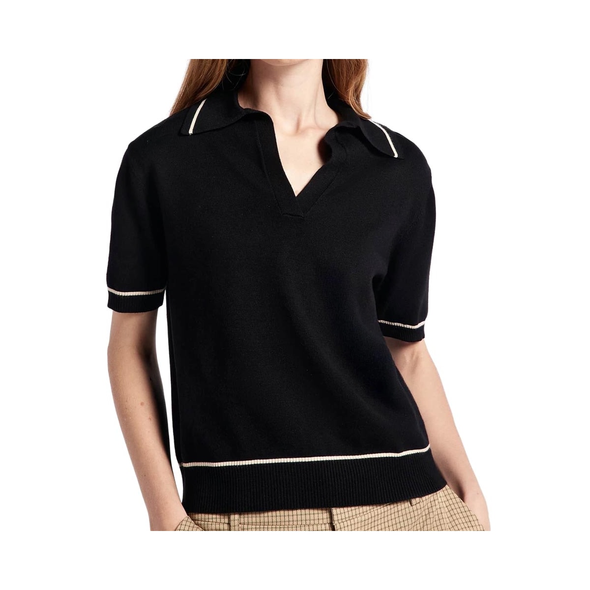 Blusa Hering Polo Em Tricô Leve Feminina K6ny Preta