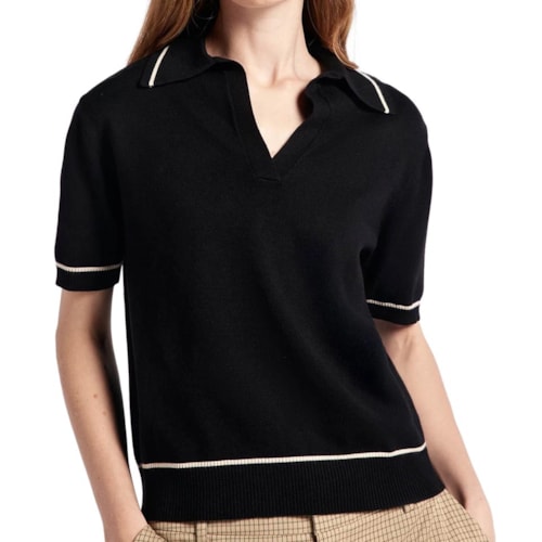 Blusa Hering Polo Em Tricô Leve Feminina K6ny Preta