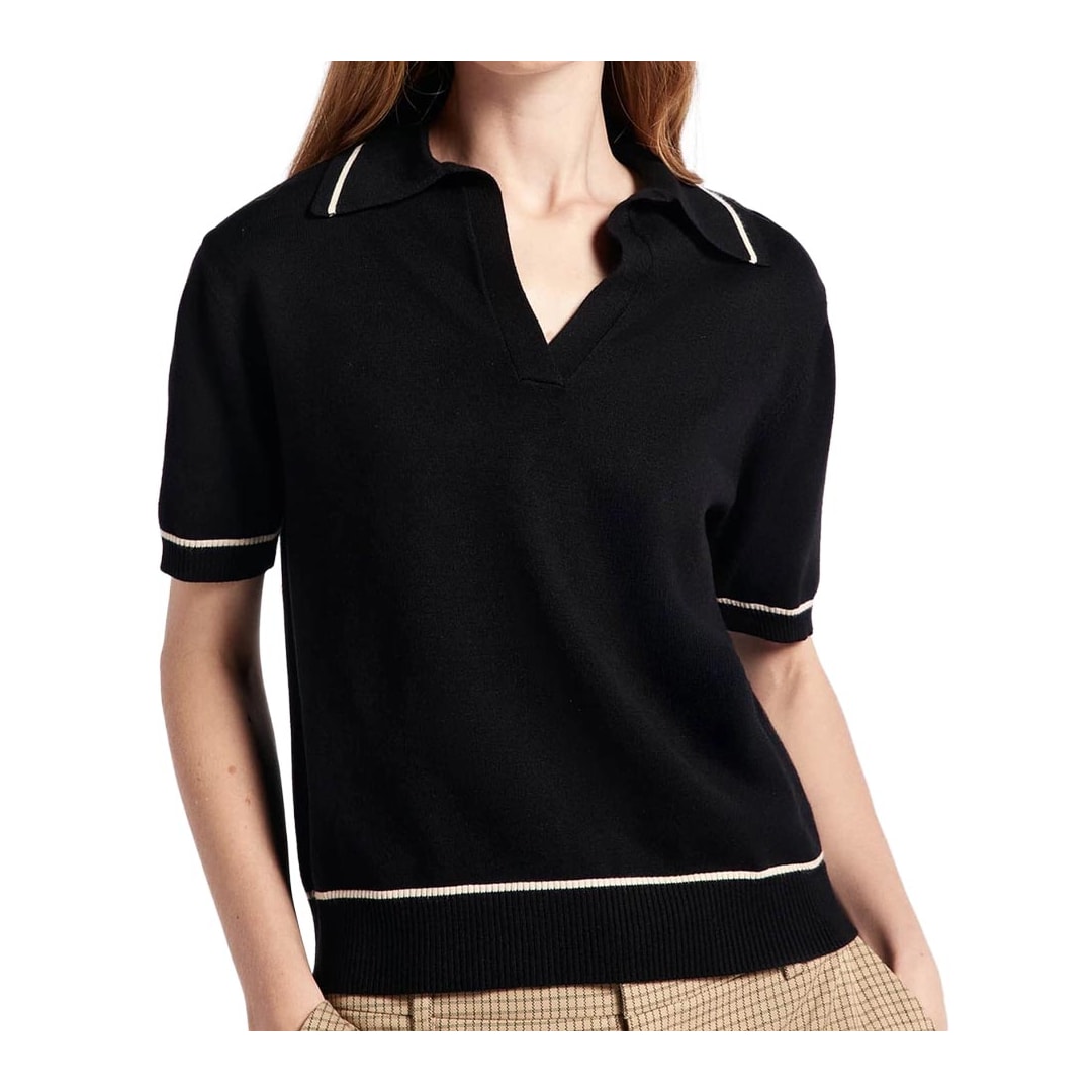 Blusa Hering Polo Em Tricô Leve Feminina K6ny Preta