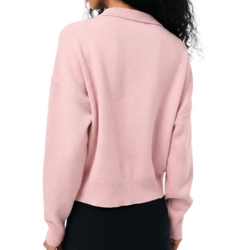 Detalhe - Blusa Hering Polo Feminina De Tricô K6pm Rosa