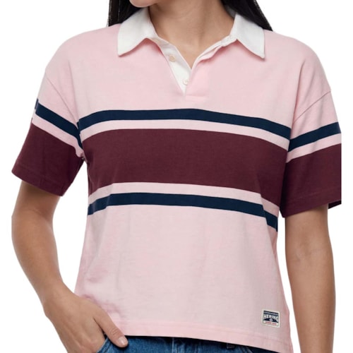 Blusa Hering Polo Feminina Manga Curta Listrada 4HBQ Rosa