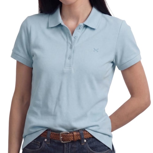 Blusa Hering Polo Feminina Manga Curta Piquet 4HBW Azul Claro