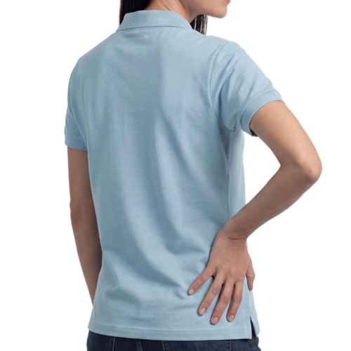 Detalhe - Blusa Hering Polo Feminina Manga Curta Piquet 4HBW Azul Claro