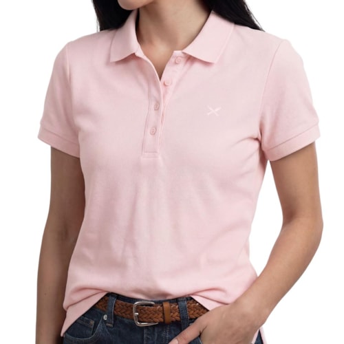 Blusa Hering Polo Feminina Manga Curta Piquet 4HBW Rosa