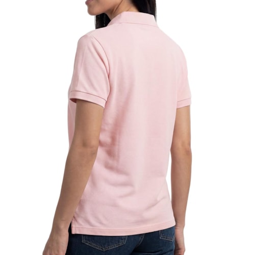 Detalhe - Blusa Hering Polo Feminina Manga Curta Piquet 4HBW Rosa