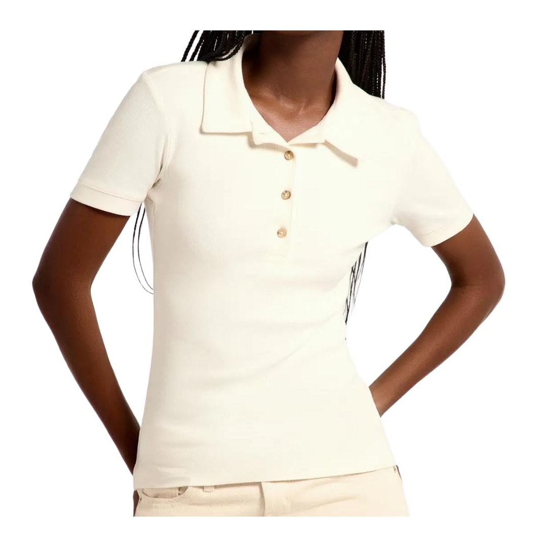 Blusa Hering Polo Ribana Ultra Soft Feminina 4HA2 Branco Off