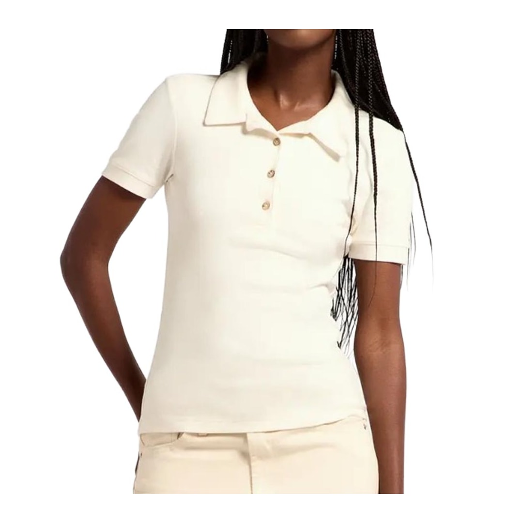 Blusa Hering Polo Ribana Ultra Soft Feminina 4HA2 Branco Off