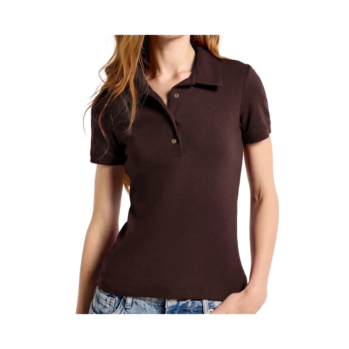 Blusa Hering Polo Ribana Ultra Soft Feminina 4Ha2 Marrom Coffe