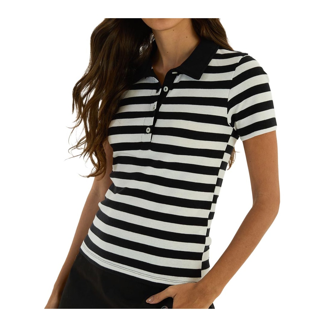 Blusa Hering Polo Super Slim Em Ribana 4HBP Preto Blusa Hering Polo Super Slim Em Ribana 4HBP Preto