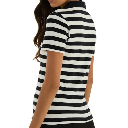 Detalhe - Blusa Hering Polo Super Slim Em Ribana 4HBP Preto