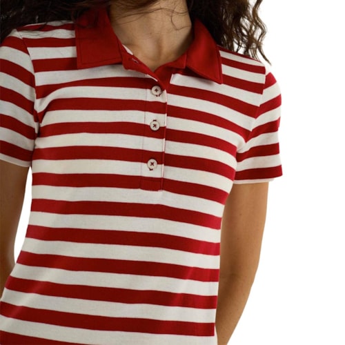 Blusa Hering Polo Super Slim Em Ribana 4HBP Vermelho