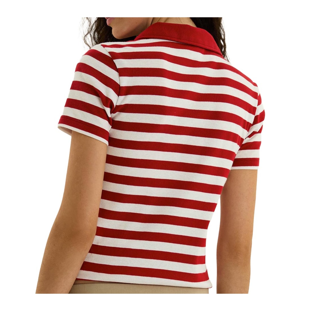 Blusa Hering Polo Super Slim Em Ribana 4HBP Vermelho