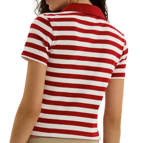 Detalhe - Blusa Hering Polo Super Slim Em Ribana 4HBP Vermelho