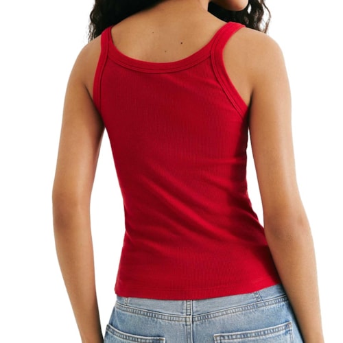 Detalhe - Blusa Hering Regata Feminina Algodão 4AVN Vermelho