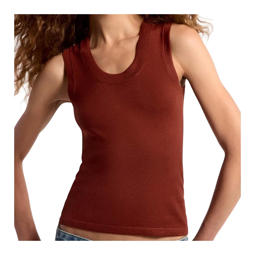 Blusa Hering Sem Manga Decote U Em Tricô K5AG Terracota