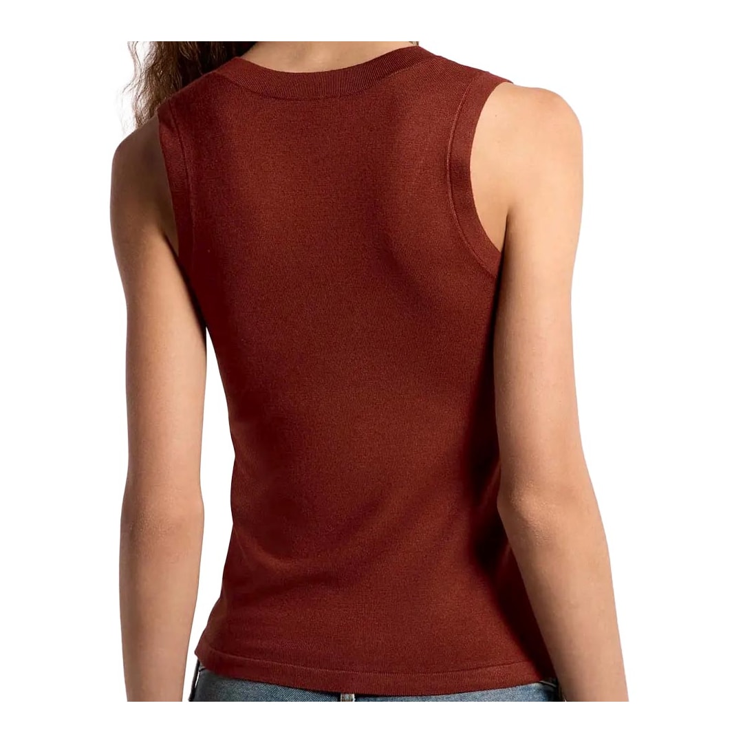 Blusa Hering Sem Manga Decote U Em Tricô K5AG Terracota Blusa Hering Sem Manga Decote U Em Tricô K5AG Terracota