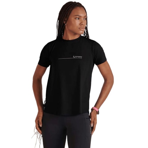 Detalhe - Blusa Lupo Meia Manga Fitness 77052 Preta