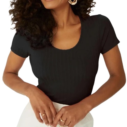 Detalhe - Blusa Malwee De Malha M/M 50615 Preto