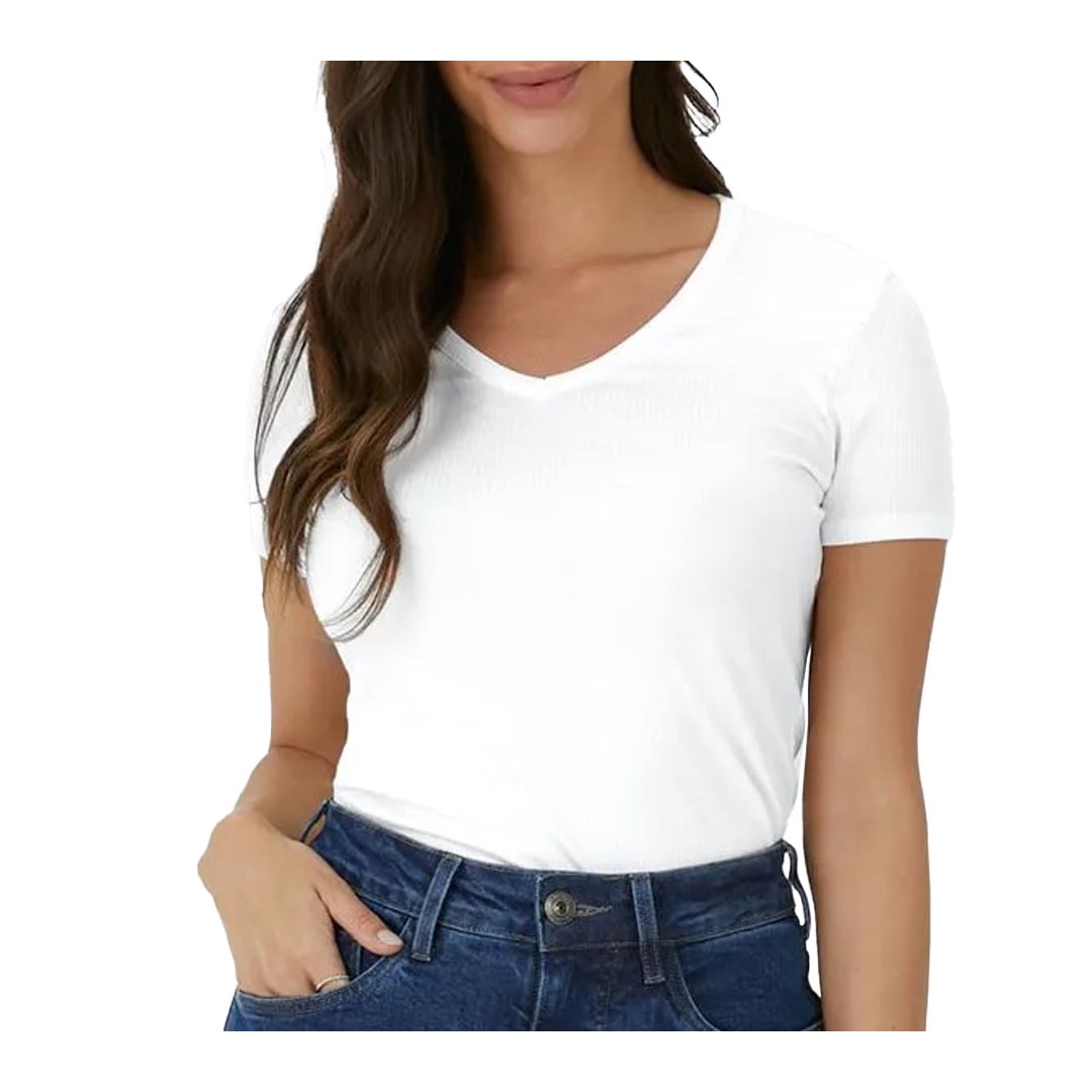 Blusa Malwee De Malha Meia Manga 127045 Branca