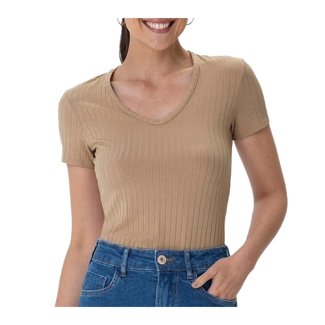 Blusa Malwee De Malha Meia Manga 127045 Nude