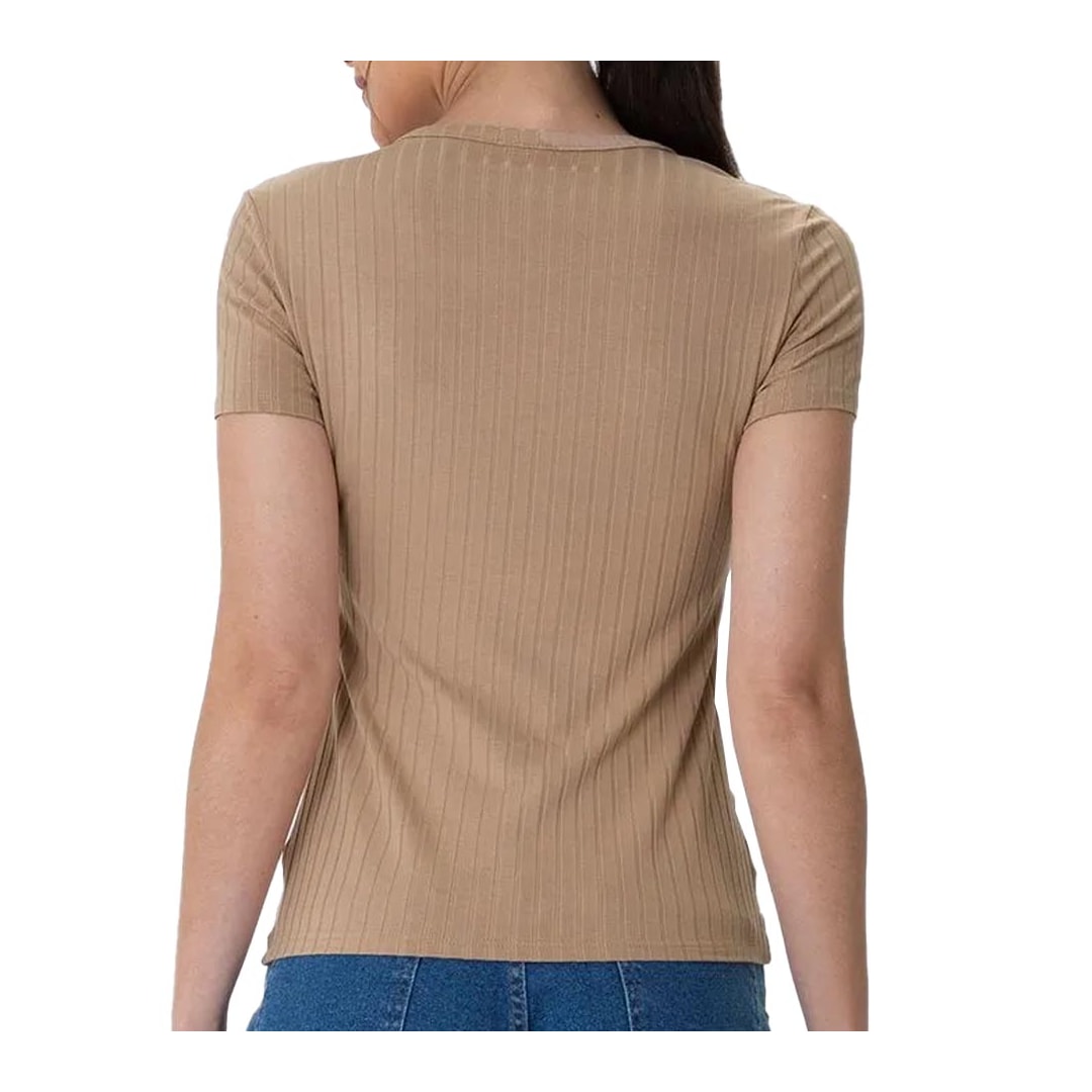 Blusa Malwee De Malha Meia Manga 127045 Nude
